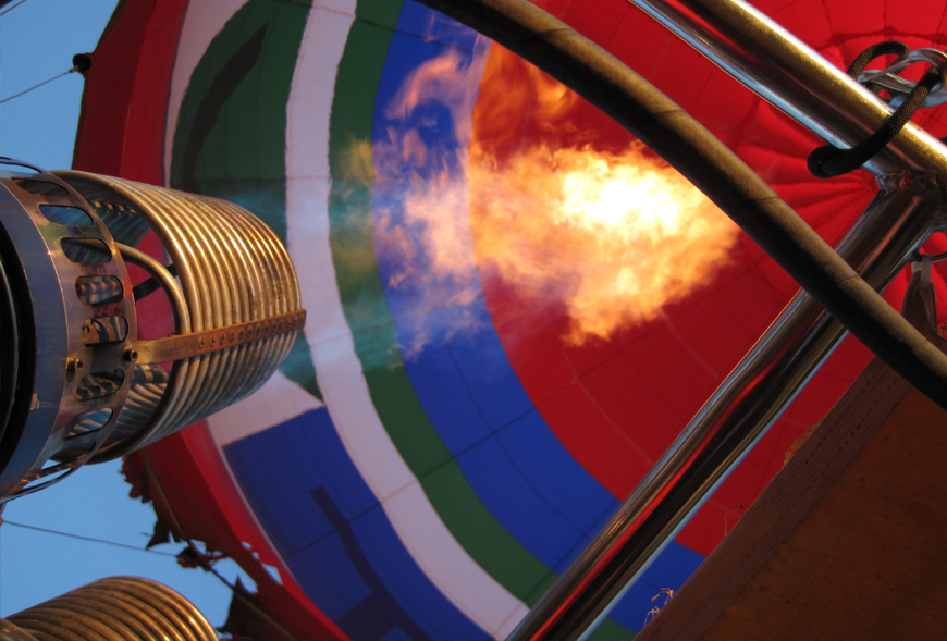 Picture of a hot air balloon engine firing